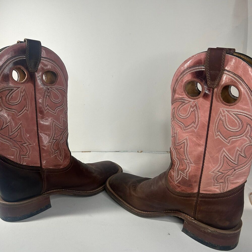 Boulet Women’s Cowboy Boots Size 8 C Brown Pink Leather Western Boots - Picture 7 of 8